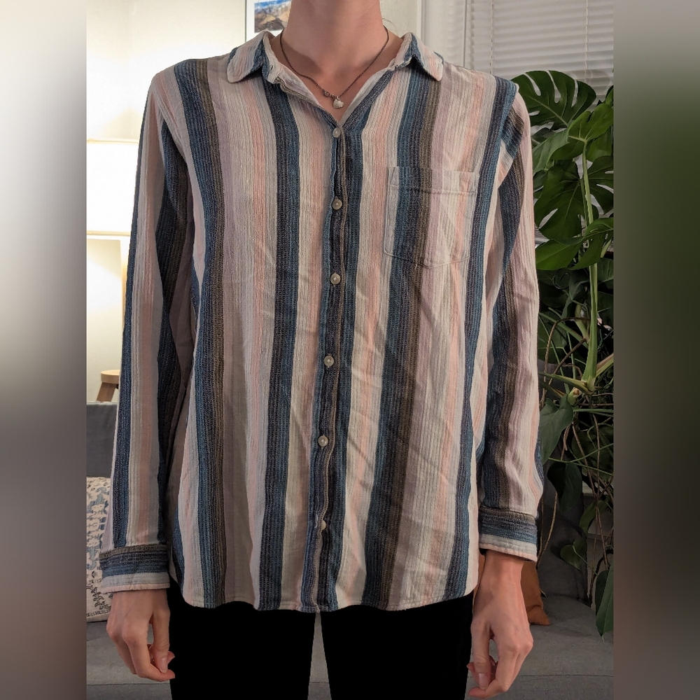 Sonoma Men's Casual Striped Button Down Shirt - Blue, Pink, Cream